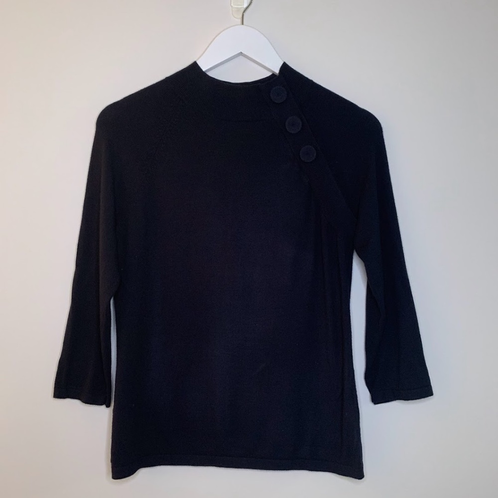 Ann Taylor Black Long Sleeve Shirt with Buttons
